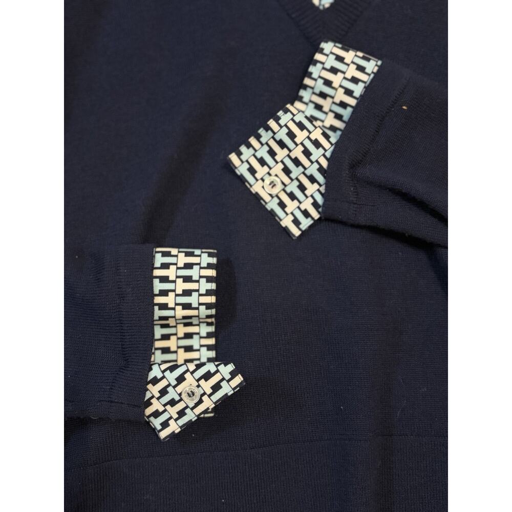 Tory Burch 100% Wool Layered Collar Sweater Womens Small Navy Preppy Golf - Picture 4 of 11